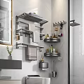 Modern Bathroom Wall Mounted Shelves With Multi Tier Hooks Towels And Toiletries Storage