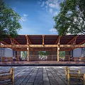 New Chinese-style Corridor Square Corridor 3d model