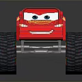 Red Cartoon Toy Truck With Big Eyes Flame Patterns And Large Tires