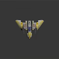 Futuristic Yellow And Silver Aircraft Model With Mechanical Wings And Details
