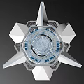 Cartoon Scene Star Shaped Structure With Central Circular Design And Blue White Elements 3d model