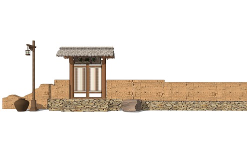 new chinese style gate farm gate 3d model