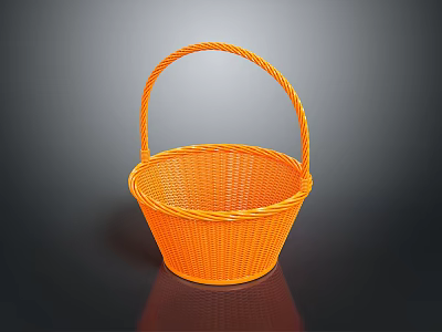 Vibrant Orange Woven Handheld Basket Perfect For Home Storage And Decor 3d model