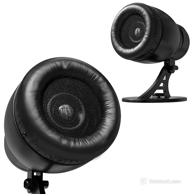 Professional Commercial Audio Speaker Systems With Black Round Mesh Grille And Mounted Stand 3d model 