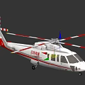 White Helicopter In Isolated Background With Rotating Rotors And Reflection 3d model