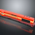 Red and Yellow Model Train Locomotive with Metal Surface and Detailed Design