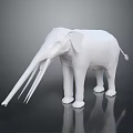 White Low Poly Elephant Sculpture With Minimalist Design And Reflective Base
