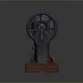 Vintage Sewing Machine with Retro Design Wooden Base Golden Decoration and Red Thread Spool
