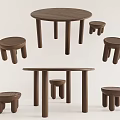 Wooden Kids Table Set with Matching Stools for Playroom Simple Design 3d model