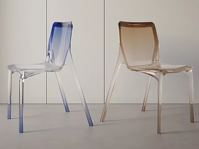 Modern Transparent Dining Chairs Featuring Blue and Brown Gradient Tones for Interior Spaces 3d model