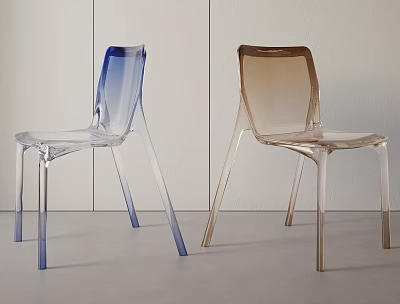 Modern Transparent Dining Chairs Featuring Blue and Brown Gradient Tones for Interior Spaces 3d model