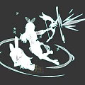 Game Character With Red Hair Rabbit Ears Holding Bow And Pink Creature In Dynamic Aura