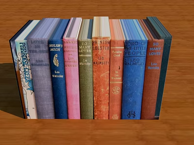 Vintage Book Collection With Colorful Spines And Classic Literature On Wooden Table 3d model