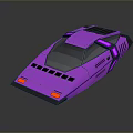 Futuristic Purple Sports Car 3D Model Design With Sleek Body And Neon Accents