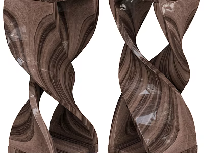 Brown Twisted Design Side Table With Spiral Pattern For Living Room 3d model
