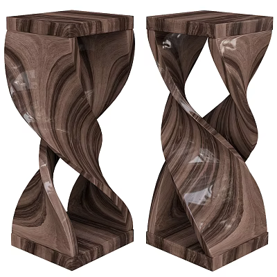 Brown Twisted Design Side Table With Spiral Pattern For Living Room 3d model