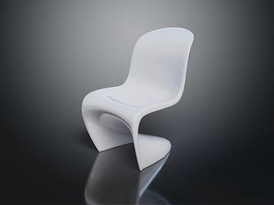 Modern White Chair Design With Sleek Curved Lines And Sculptural Base 3d model