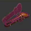 Open Guitar Case With Pink Lining Interior Holding Acoustic Guitar