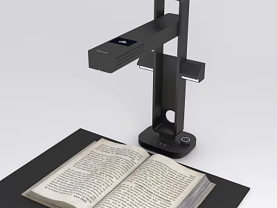 Professional Office Document Scanner with Open Book on Black Mat for Work 3d model