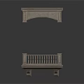 Wooden Home Living Benches With Rail Structure And Simple Design