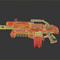 Red Sci Fi Weapon With Metallic Barrel And Ergonomic Grip Modern Design 3d model