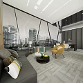 Modern Office Interior Design With Workspace Sofa Chairs And Modern Lighting 3d model