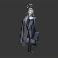 Game And Movie Character With Halo Blue Hair Long Cloak Carrying Case