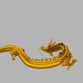 Golden Mythical Dragon 3D Rendering With Coiled Body And Scaled Details