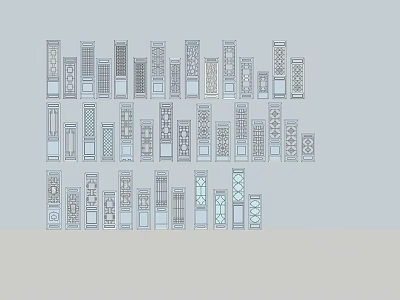 Ornate Carved Lattice Window Designs Featuring Various Traditional Patterns for Home Decor 3d model