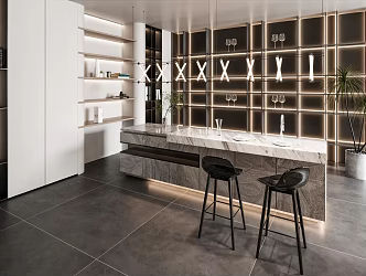 Modern Bar Area Restaurant 3d model