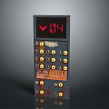 Vintage Control Panel With Worn Surface Red Digital Display And Yellow Buttons