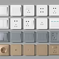Modern Switch Panels In White Gray Beige Colors With Multiple Functional Designs 3d model