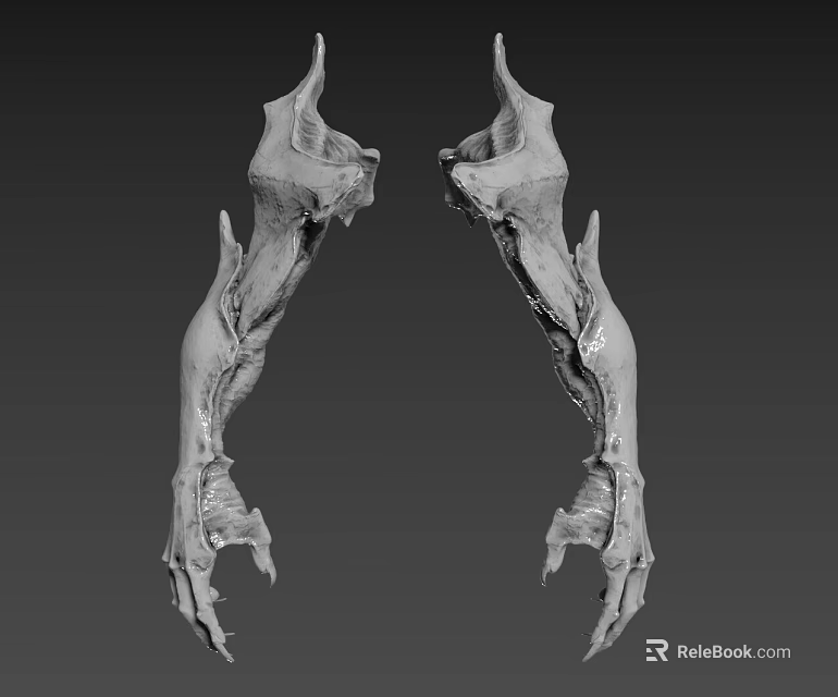 Mythical Creature Skeletal Limbs Featuring Symmetric Design Sharp Claws And Curved Horns 3d model 