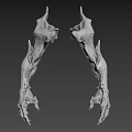 Mythical Creature Skeletal Limbs Featuring Symmetric Design Sharp Claws And Curved Horns