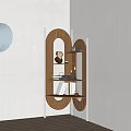 Modern Wooden Decorative Cabinet With Multiple Shelves Books And Decor Items In Corner