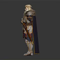 Medieval Armored King With Golden Crown Fur Cloak Holding Sword Standing Against Dark Background