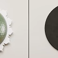 Creative Modern Wall Decor With Circular Green Black Frames And Geometric Shapes 3d model