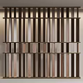 Modern Wooden Partition Interior Design With Vertical Slats And Metal Frame