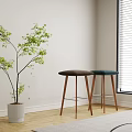 Padded Bar Stools In Dark Green And Brown With Wooden Legs Indoor Near Green Plants