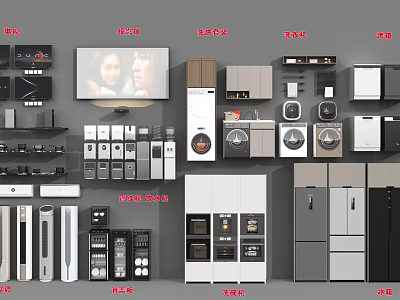 Living Room With TV And Various Home Appliances 3d model