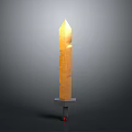 Golden Decorative Sword With Engraved Blade Red Gemstone Base And Gray Background