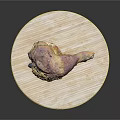 Juicy Roasted Chicken Leg with Crispy Skin on Wooden Round Cutting Board