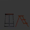 Wooden Stools And Step Stool With Dark Seats And Sturdy Legs