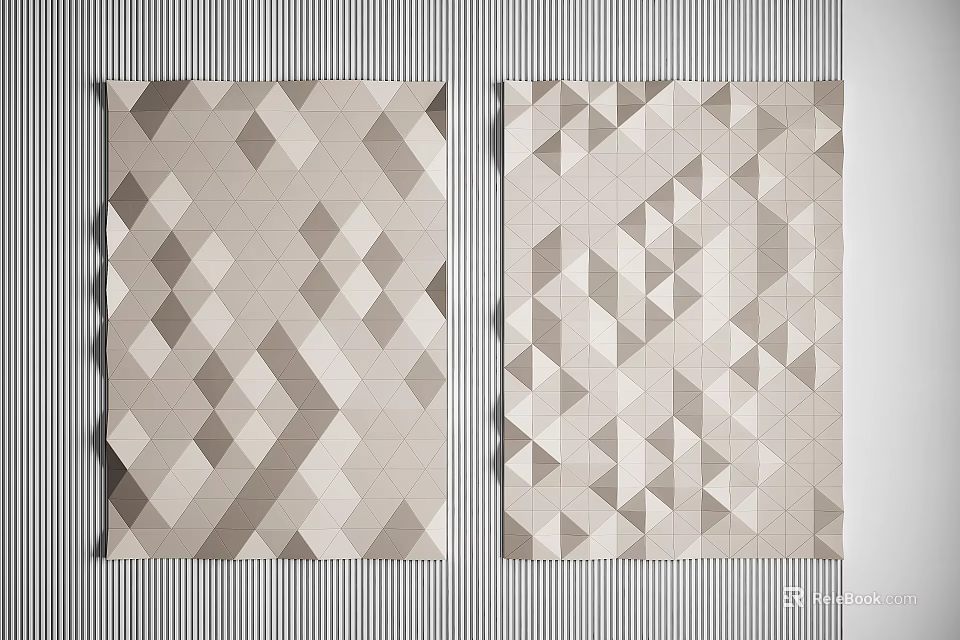 Abstract Geometric Pattern Papers With Beige Brown Diamonds And Triangles Design 3d model