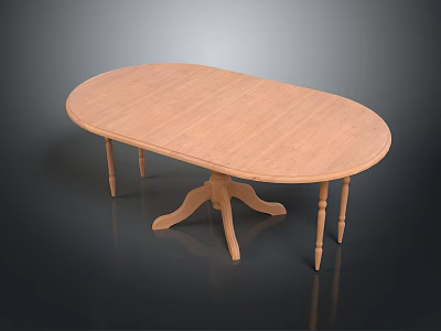 Classic Oval Wooden Office Desk Design With Sturdy Legs And Smooth Surface 3d model