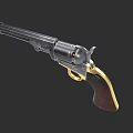 Vintage Revolver With Metal Body Wooden Grip And Gold Accents Classic Design
