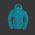 Blue Hooded RAB Down Jacket With Lightweight Quilted Design And Warm Insulation 3d model