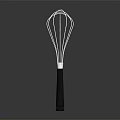 Modern Stainless Steel Whisk With Blue Wires And Black Handle Design