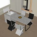 Modern Dining Table Set With Stone Top And Sleek Chairs For Minimalist Interior 3d model