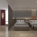 Modern Hotel Guest Room Interior With Double Bed TV Wall Desk Chair And Wooden Flooring